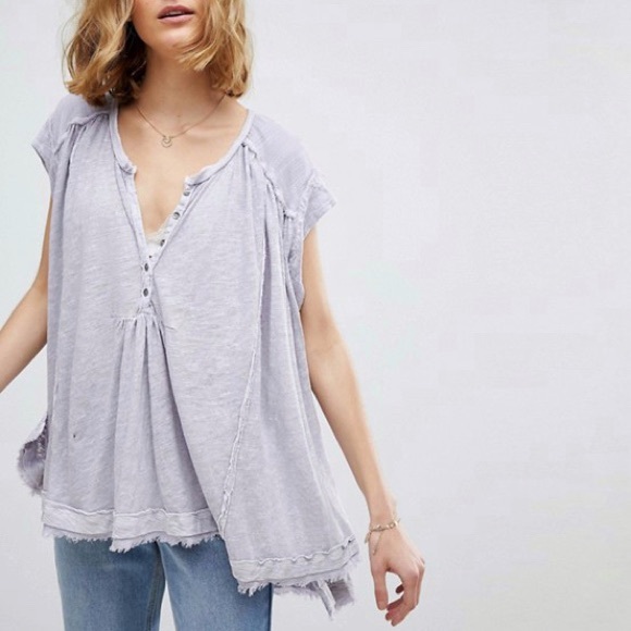 Free People Tops - Free People Lilac Aster Short Sleeve Henley XS